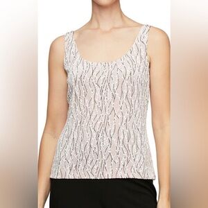 NWT Alex Evenings Glitter Knit Twinset Scoop Neck Tank in Shell Pink (Tank Only)